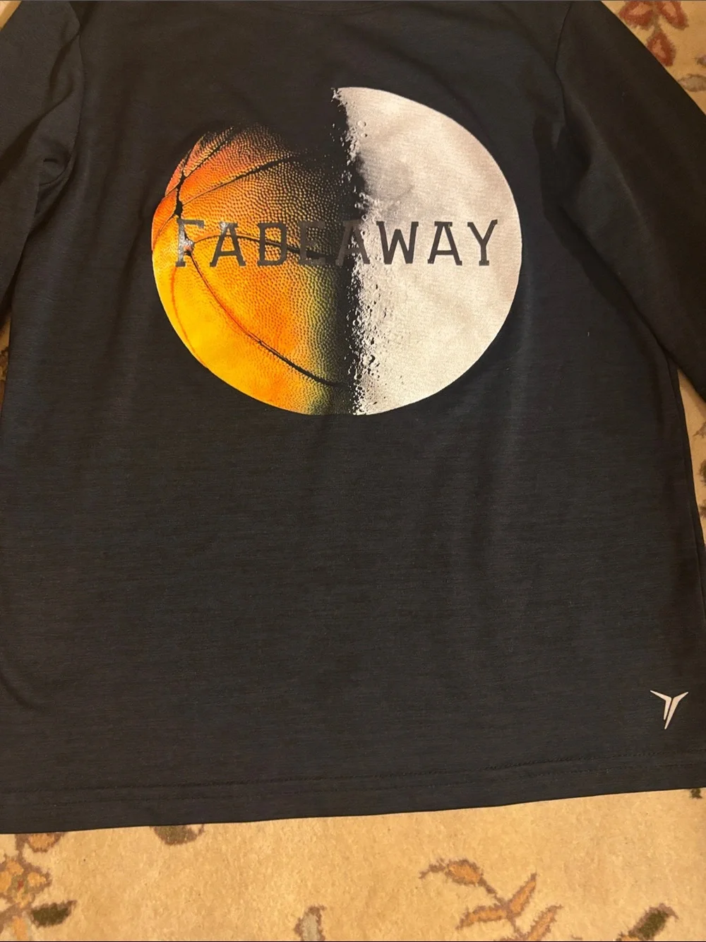 Old Navy Black Long-Sleeve Tee with Orange and White Graphic
